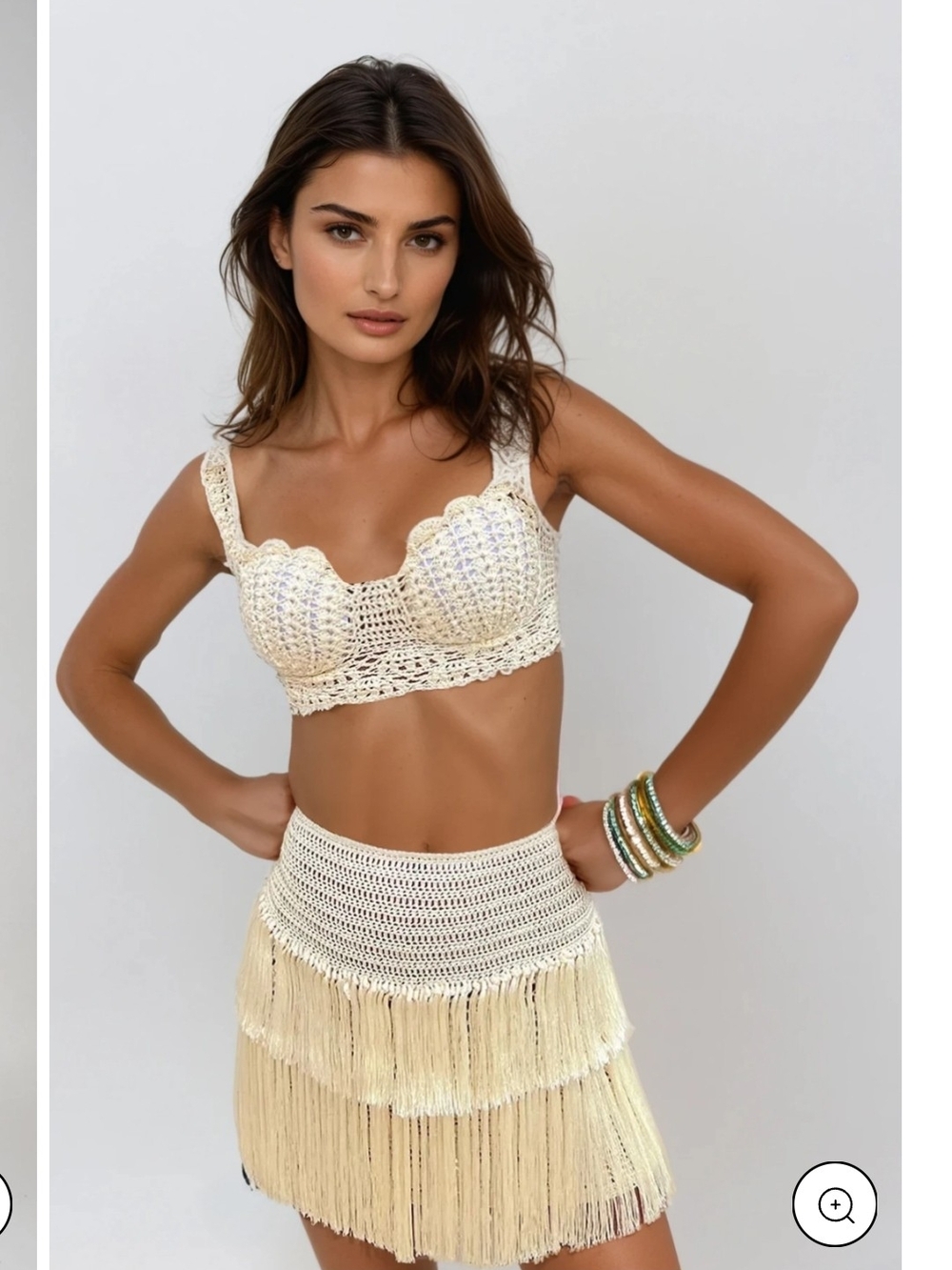 Innovare Denim ARDITA fringe CUT OUT KNIT SKIRT SET SZ m
